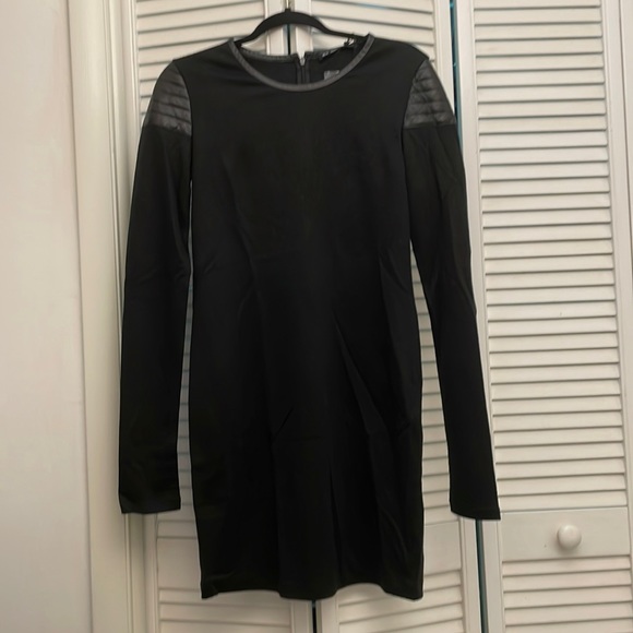 BLKDNM long sleeve dress with leather details - Picture 3 of 14